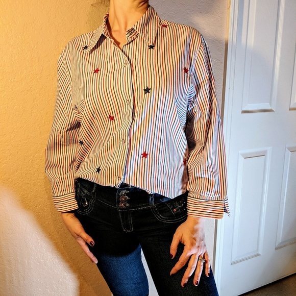 Alfred Dunner patriotic button down shirt size16 - Picture 2 of 4